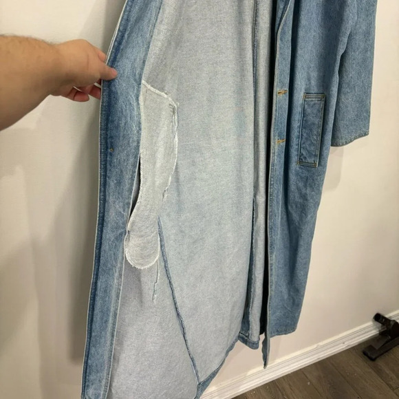 Vintage Sunbelt Jean/ Denim Long Sleeve Duster Cardigan Trench Coat Size M/L - Picture 9 of 12